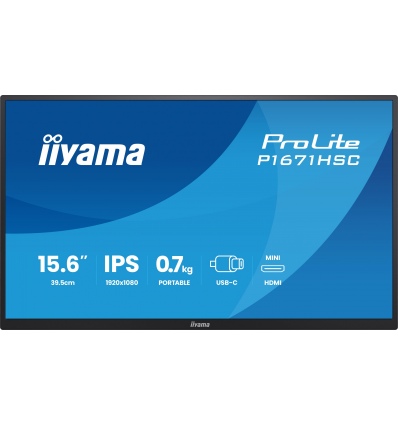 16" iiyama P1671HSC-B1:IPS,FHD,USB-C,portable