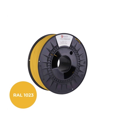 Filament C-TECH PREMIUM LINE, TPU 90A, flexibilní, dopravní žlutá, RAL1023, 1,75mm, 1kg