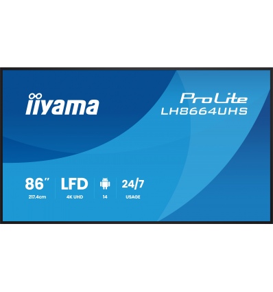 86" iiyama LH8664UHS-B3AG:IPS,4K,ANDR 14,24/7