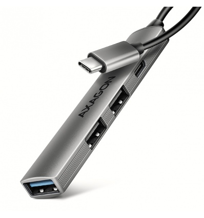 AXAGON HUE-STC, 4x USB ALU STRIP hub, 1x USB-A 5Gbps, 2x USB-A & 1x USB-C 480Mbps, kabel USB-C 12cm