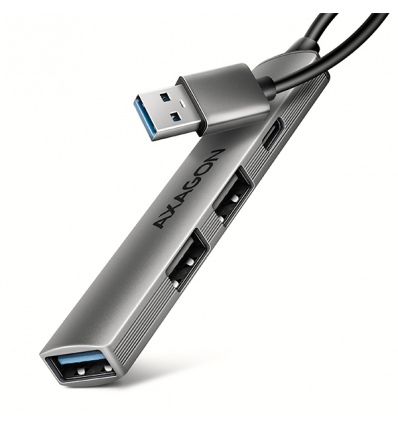 AXAGON HUE-STA, 4x USB ALU STRIP hub, 1x USB-A 5Gbps, 2x USB-A & 1x USB-C 480Mbps, kabel USB-A 12cm