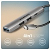 AXAGON HUE-STC, 4x USB ALU STRIP hub, 1x USB-A 5Gbps, 2x USB-A & 1x USB-C 480Mbps, kabel USB-C 12cm