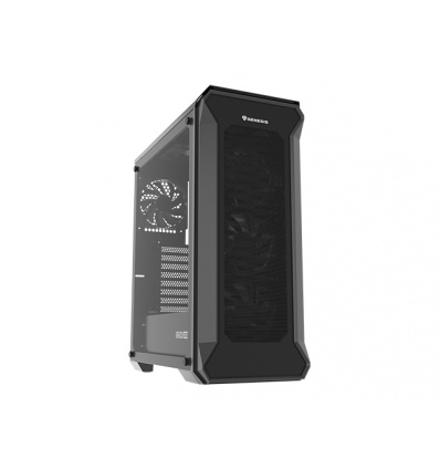 Počítačová skříň Genesis IRID 505F/Midi Tower/Transpar./Černá