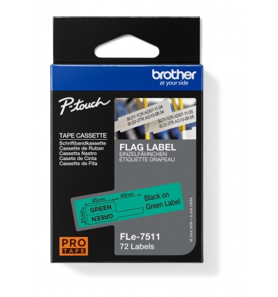 FLe-7511, předřezané štítky - černá na zelené, šířka 21 mm