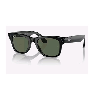 Meta Ray-Ban Wayfarer, AI brýle, Shiny Black, G15 Green