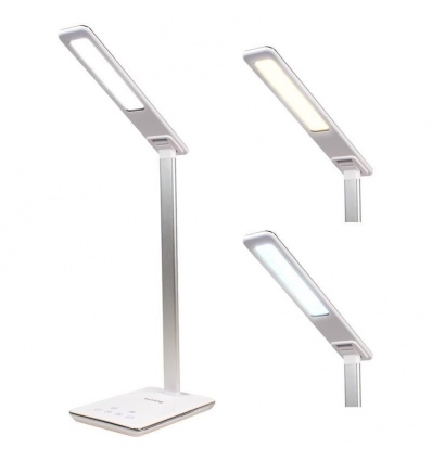 Stolní LED lampička Huslog bílá s bezdrátovou nabíječkou