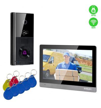 EVOLVEO DoorPhone AHD10, Sada domácího WiFi videotelefonu s ovládáním dveří a RFID, černo stříbrný 1