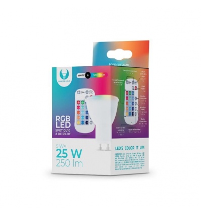 LED žárovka Forever GU10 RGB 5W s dálkovým ovládáním bílá