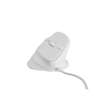 Vertikální myš Natec CRAKE 2 PRO/Vertikální/Optická/Pro praváky/12 400 DPI/Drátové USB-A/Bílá