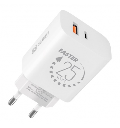 OBAL:ME Cestovní Nabíječka USB-A + USB-C 25W White