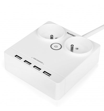 Nabíjecí stanice Huslog 12W 2xzásuvka, 4xUSB bílá