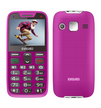 EVOLVEO EasyPhone XR, mobilní telefon pro seniory s nabíjecím stojánkem, růžový