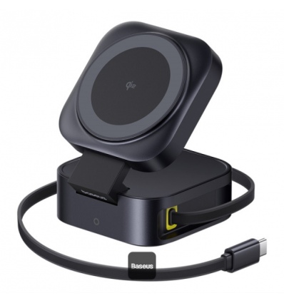 Baseus Magnetický bezdrátový nabíjecí stojánek PicoGo Series 2v1 Qi2 67W černý