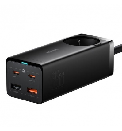 Baseus Rychlonabíječka do sítě GaN3 Pro, 2x USB-C, 2x USB + AC 65W černá