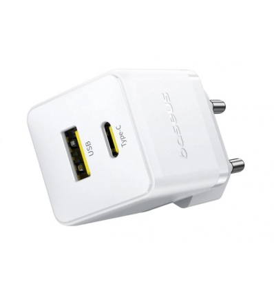 Baseus Rychlonabíječka do sítě Palm 30W 1xUSB-A 1xUSB-C PD QC 3.0 bílá