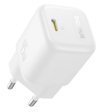 Baseus Rychlonabíječka do sítě PicoGo GaN 45W USB-C PD bílá