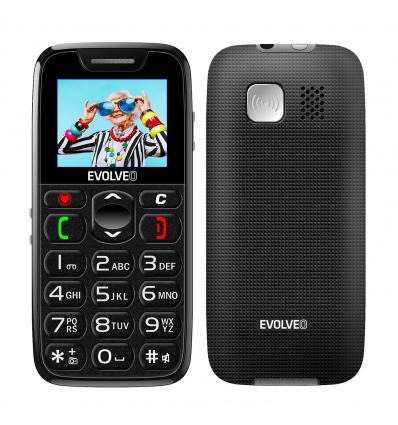 EVOLVEO EasyPhone, mobilní telefon pro seniory s nabíjecím stojánkem, černá