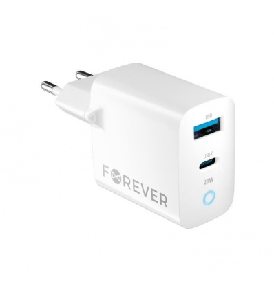 Nabíječka do sítě Forever TC-06-20AC PD QC 1x USB-C 1x USB 20W bílá