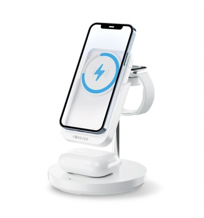 Bezdrátová nabíjecí stanice Forever s powerbankou 5v1 MACS-100 bílá