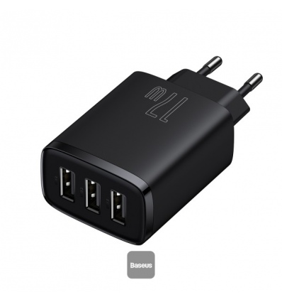 Baseus nabíječka do sítě Compact 3xUSB 17W černá