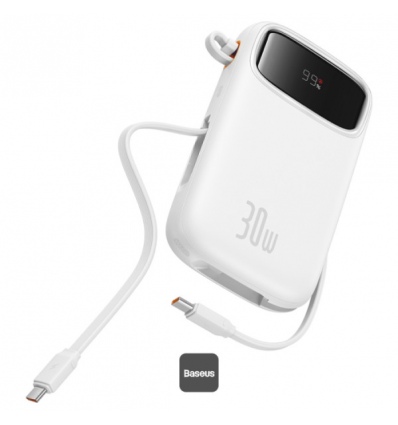 Baseus power banka Qpow 10000mAh 30W bílá s USB-C kabelem
