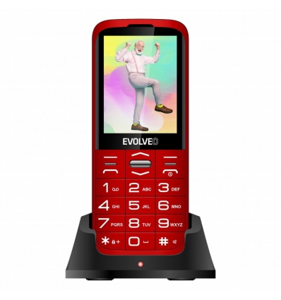 EVOLVEO EasyPhone XO, mobilní telefon pro seniory s nabíjecím stojánkem (červená barva)
