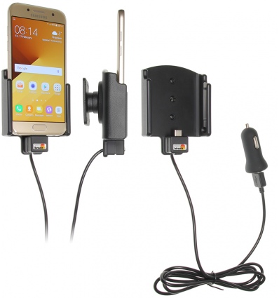 Brodit držák do auta nastavitelný s USB-C a nabíjením z cig. zapalovače/USB š.62-77 mm, tl. 6-10