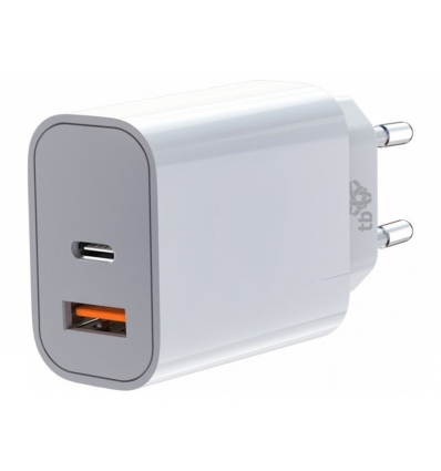 TB nabíječka USB-C + USB-A 2x3A bilá
