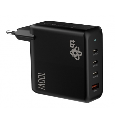 TB 3x USB-C + 1x USB-A nabíječka, GaN, 100W, černá