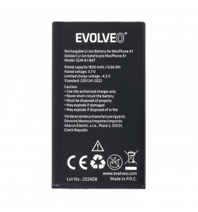 EVOLVEO orig. baterie 1800 mAh pro MaxPhone A1, StrongPhone Q1/Z4/W4