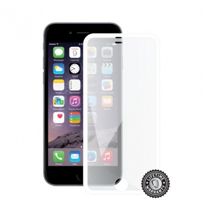 Screenshield™ APPLE iPhone 6/6S Tempered Glass protection display (full COVER white metalic frame)