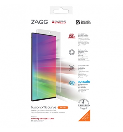 ZAGG Invisible Shield Fusion XTR D3O Curve hybridní sklo SG S22 Ultra