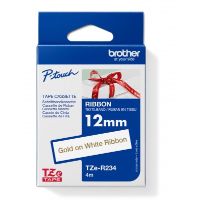 Brother TZE-R234-zlatá na bílé, šířka 12 mm