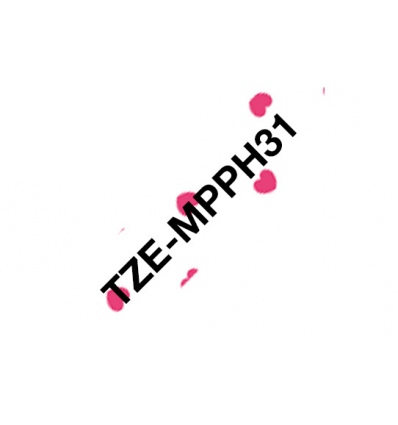 Brother TZe-MPPH31, růžová srdíčka/černá, 12mm