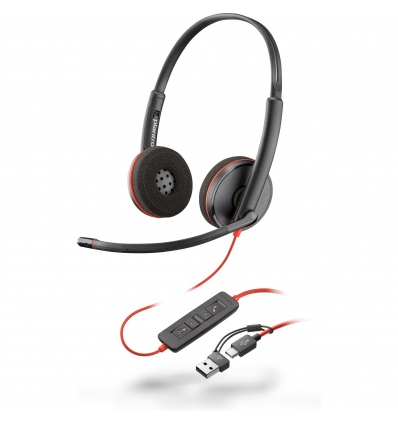 POLY BLACKWIRE 3220,USB-C,USB-C/A ADAP.,BULK,BLACK