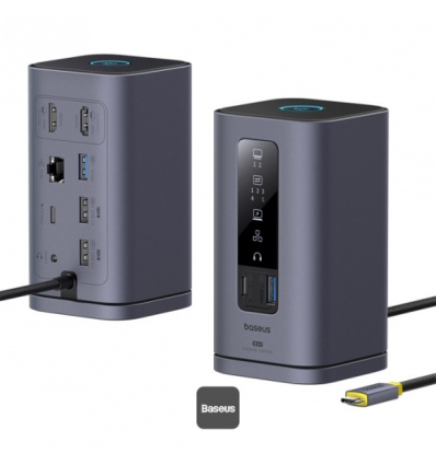 Baseus Dokovací stanice Spacemate 10v1 (USB-C PD 100W, USB-C, 2x USB-A, 2x HDMI) šedá