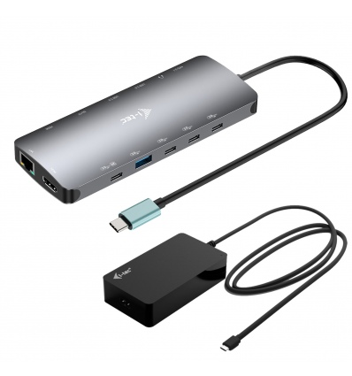 i-tec USB-C Metal Nano 3x Display Dock, 2x HDMI 1x USB-C video, PD 140W + Universal Charger 140W