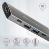 AXAGON HMC-5G21, USB 10Gb/s hub, porty 2x USB-A, 2x USB-C, HDMI 4k/30, PD 60W, kabel USB-C 13cm