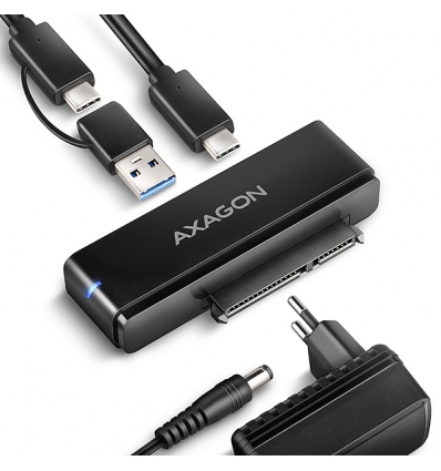 AXAGON ADSA-FPX, USB-C 10Gbps - SATA 6G, 2.5"/3.5" SSD/HDD FAST PORT X adaptér, vč. AC napáječe