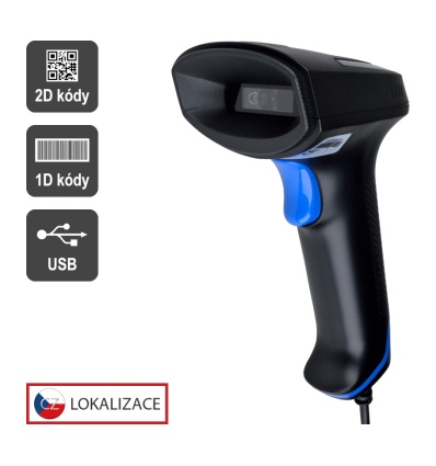 CCD 2D čtečka Virtuos HT-851A, USB (klávesnice/RS-232 emulace), bez stojánku, černá