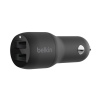 BELKIN Dual USB-A Car Charger, 12W X2, BLK