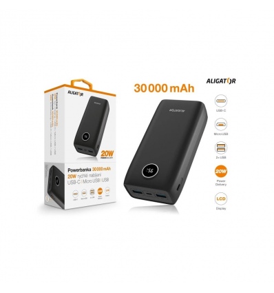 ALIGATOR PBPD30BK 30 000mAh PD 20W černá
