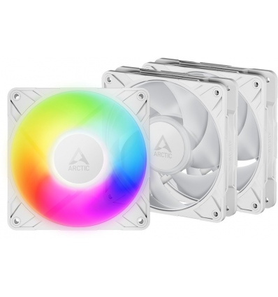 ARCTIC P12 Pro A-RGB (bílá) 3-Pack - 120mm A-RGB PWM ventilátor s rozdělovačem kabelů