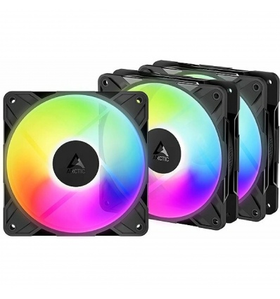 ARCTIC P12 Pro Reverse A-RGB (3pack) 120mm Case Fan with A-RGB - Reverse Impeller Design - FDB beari