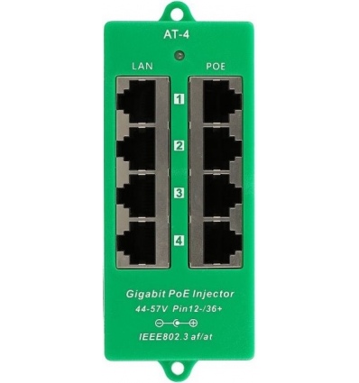 MaxLink Gigabitový 4-portový PoE panel, 802.3af/at