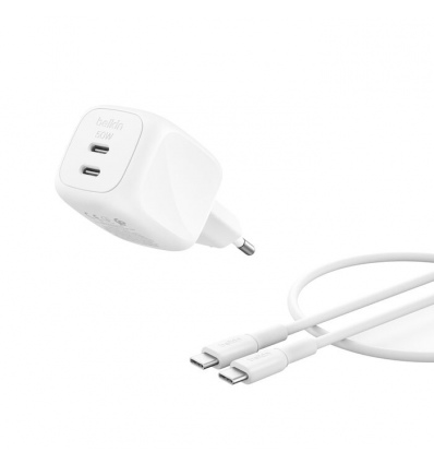 BELKIN BOOSTCHARGE 50W 2 porty USB-C bílý + 1m USB-C kabel