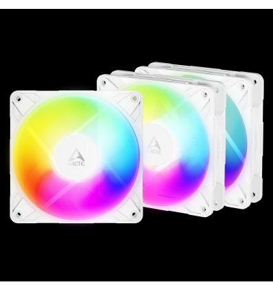 ARCTIC P12 Pro Reverse A-RGB (White) - 120mm White Color Case Fan with A-RGB - Reverse Impeller Desi