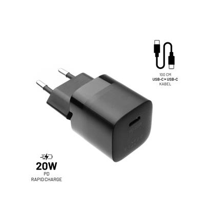 FIXED nabíječka, USB-C,USB-C/USB-C kabel,1m, 20W