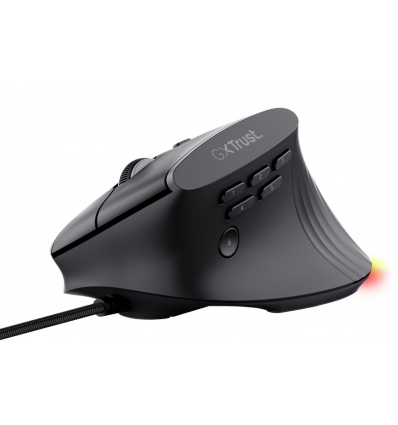 Trust GXT145 REXXA/Ergonomická/Optická/Pro praváky/12 800 DPI/Drátové USB-A/Černá