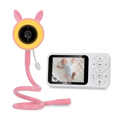 EVOLVEO Baby Monitor N35, dětská chůvička s kamerou,VOX,teploměr,noční vidění,RGB světlo,Růžová